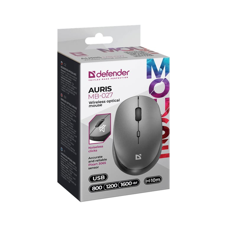 Мишка Defender Auris MB-027 Silent Wireless Grey (52029) - фото 5