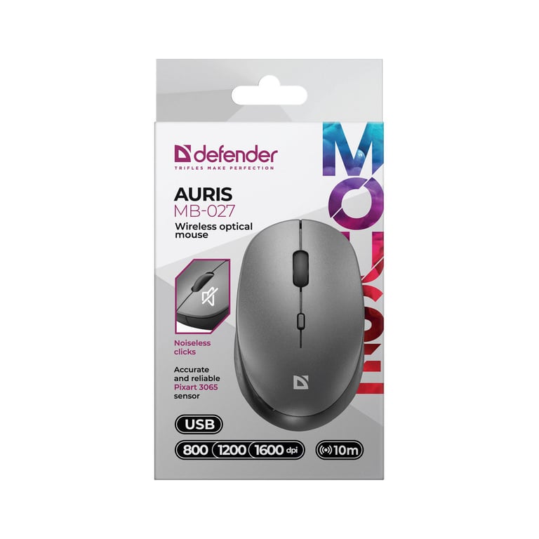 Мишка Defender Auris MB-027 Silent Wireless Grey (52029) - фото 6