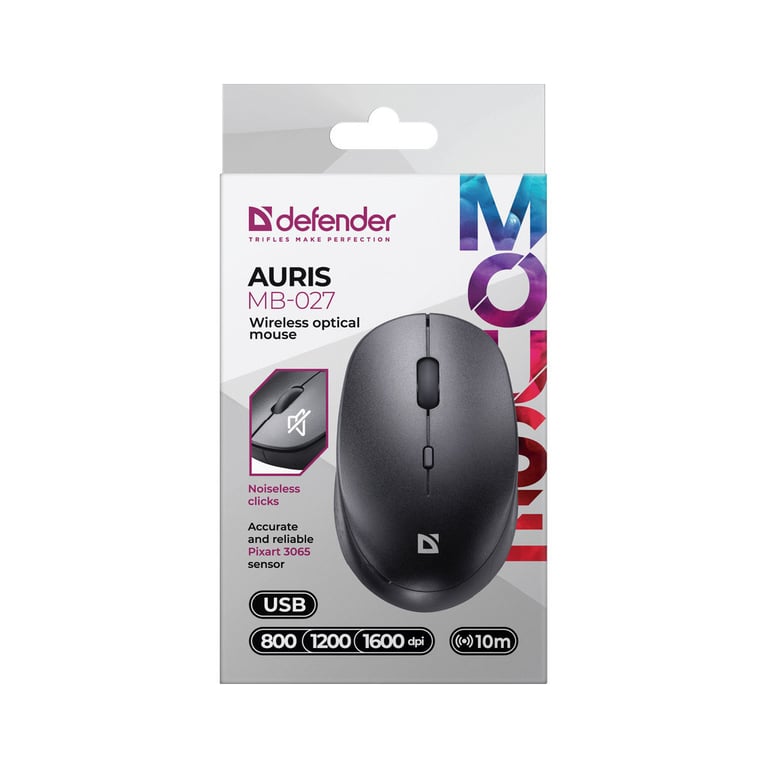 Мишка Defender Auris MB-027 Silent Wireless Black (52027) - фото 6