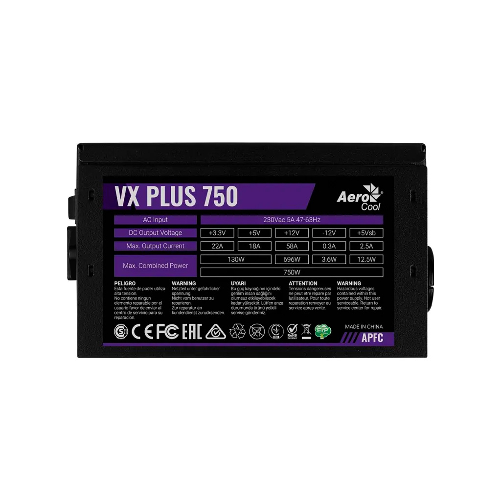Блок живлення AeroCool 750W VX Plus 750 (ACPN-VS75AEY.11) - фото 5 Блок живлення AeroCool 750W VX Plus 750 (ACPN-VS75AEY.11) - фото 5