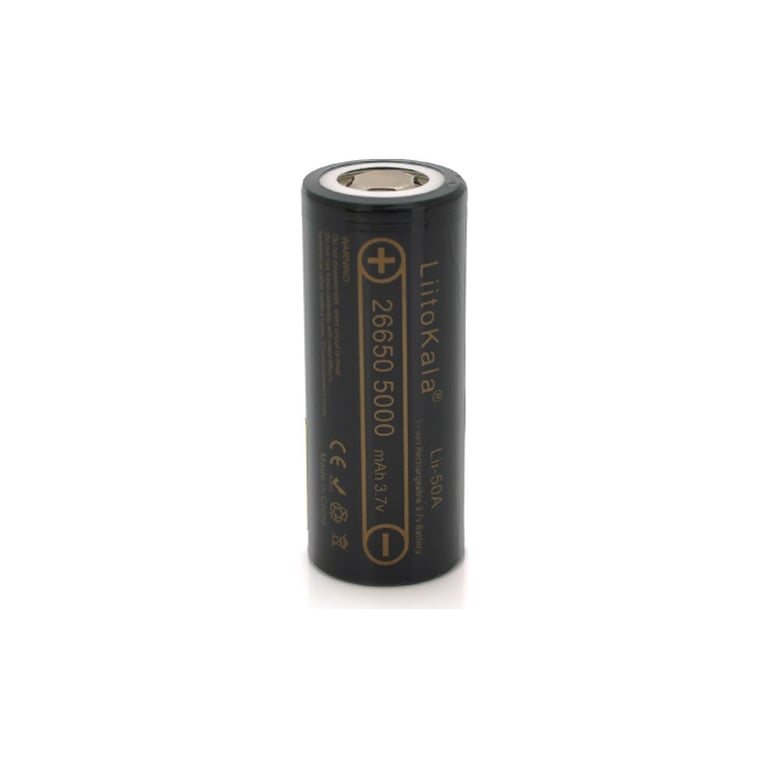 Акумулятор 26650 5000mAh (5100-5500mAh) 25A, 3.7V (2.5-4.2V), Black, 2шт в уп., ціна за 1шт Liitokala (Lii-50A / 23383) - фото 1
