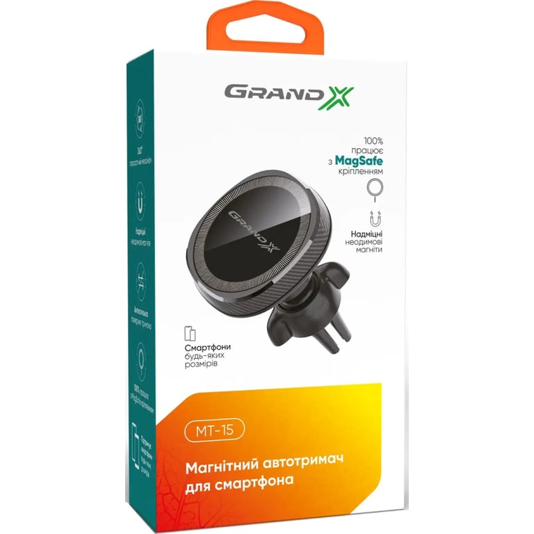 Універсальний автотримач Grand-X MT-15 MagSafe (кріплення на дефлектор) (MT-15) - фото 3