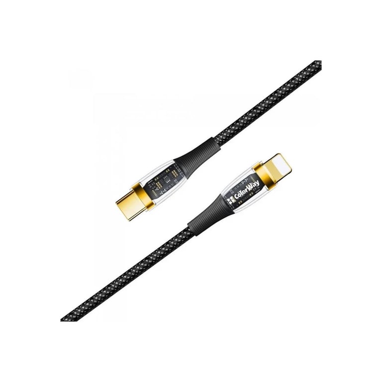 Дата кабель USB-C to Lightning 1.2m 3A 27W black ColorWay (CW-CBPDCL057-BK) - фото 1