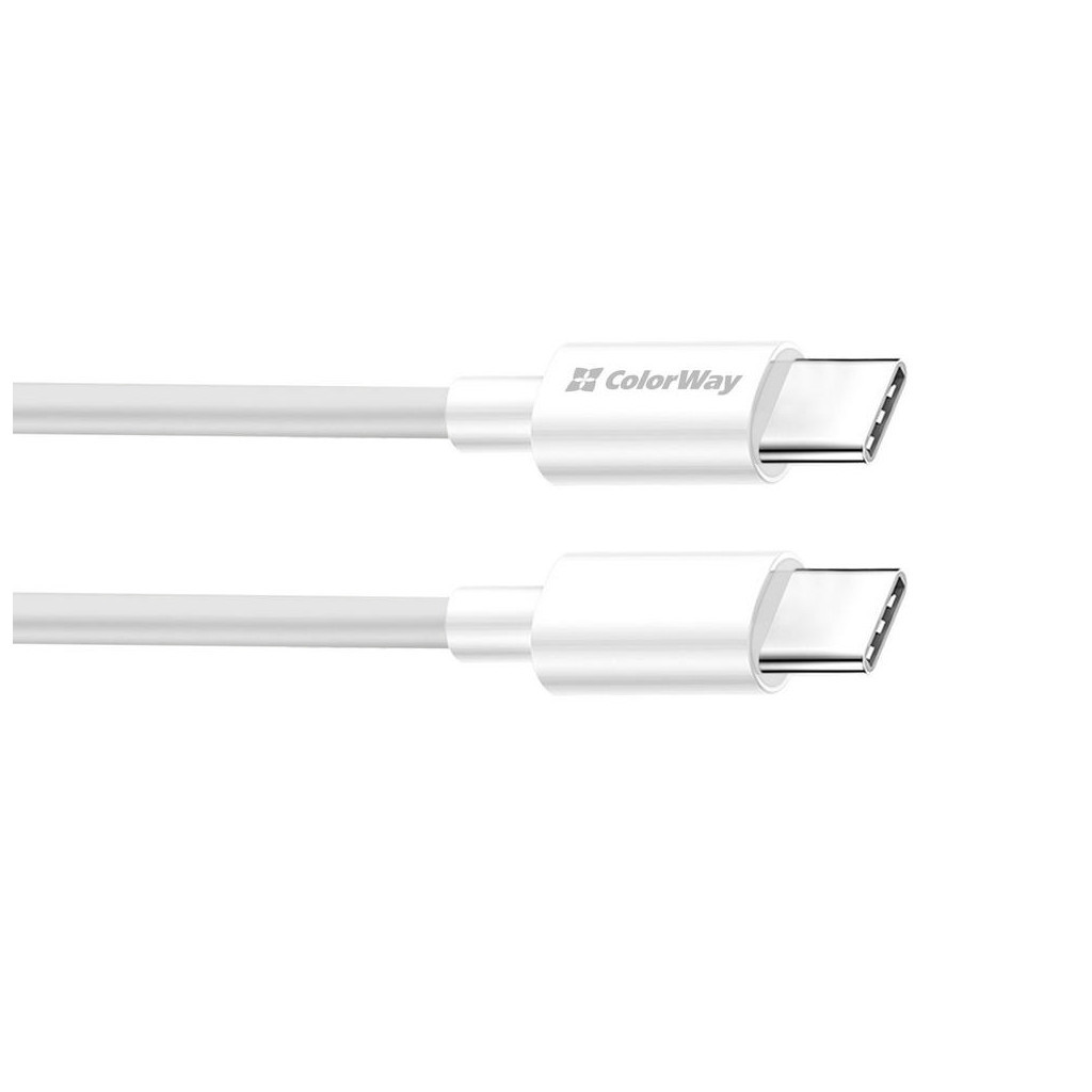 Дата кабель USB-C to USB-C 1.0m 3A 60W white ColorWay (CW-CBPDCC055-WT) - фото 5 Дата кабель USB-C to USB-C 1.0m 3A 60W white ColorWay (CW-CBPDCC055-WT) - фото 5