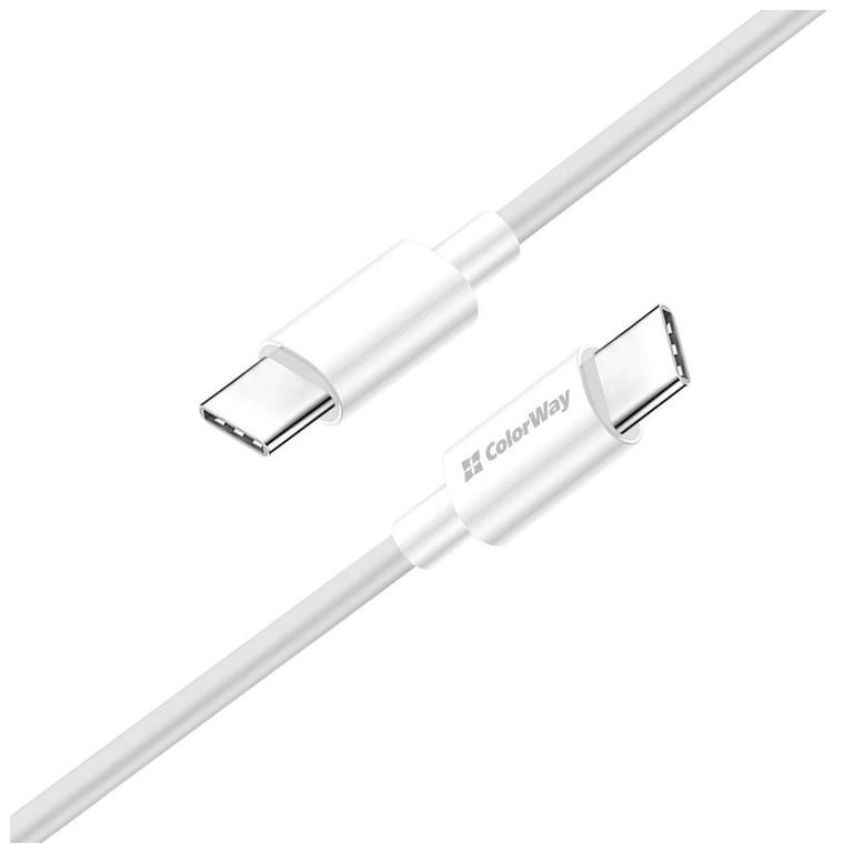 Дата кабель USB-C to USB-C 2.0m 3A 65W white ColorWay (CW-CBPDCC056-WT) - фото 1