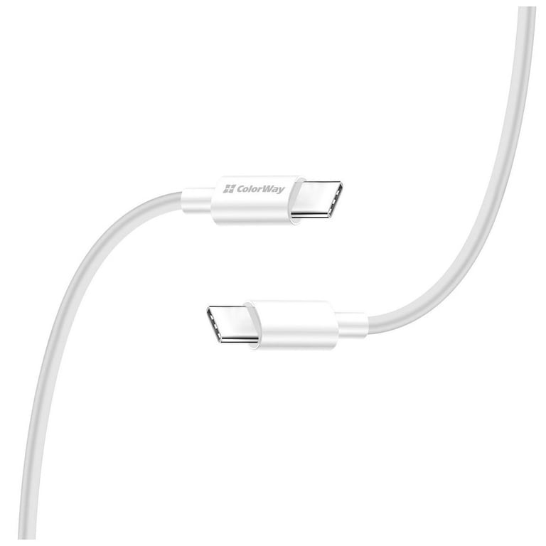 Дата кабель USB-C to USB-C 2.0m 3A 65W white ColorWay (CW-CBPDCC056-WT) - фото 2