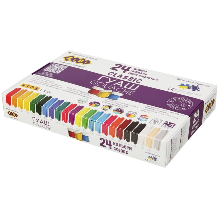 Гуашеві фарби ZiBi KIDS Line -2 гуаш, 24 кольорів х 20 мл (ZB.6614) - фото 1
