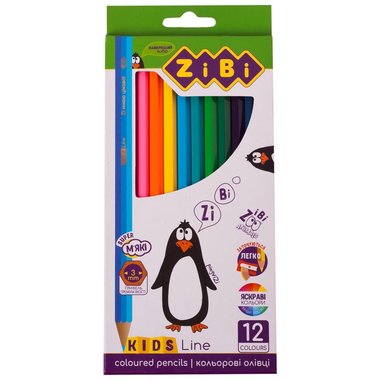 Олівці кольорові ZiBi KIDS Line 12 кольорів (ZB.2414) - фото 1
