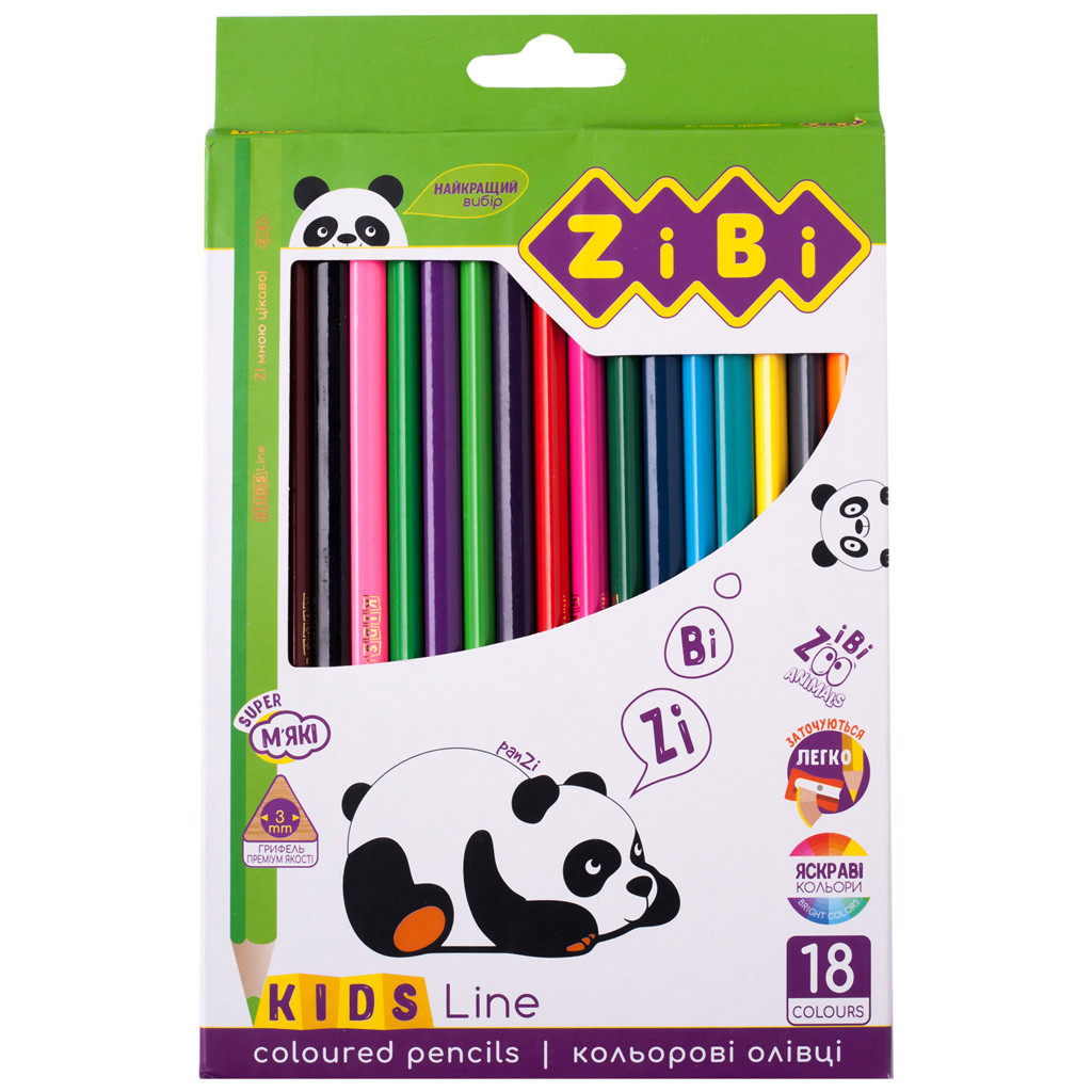 Олівці кольорові ZiBi KIDS Line 18 кольорів (ZB.2415) Олівці кольорові ZiBi KIDS Line 18 кольорів (ZB.2415)
