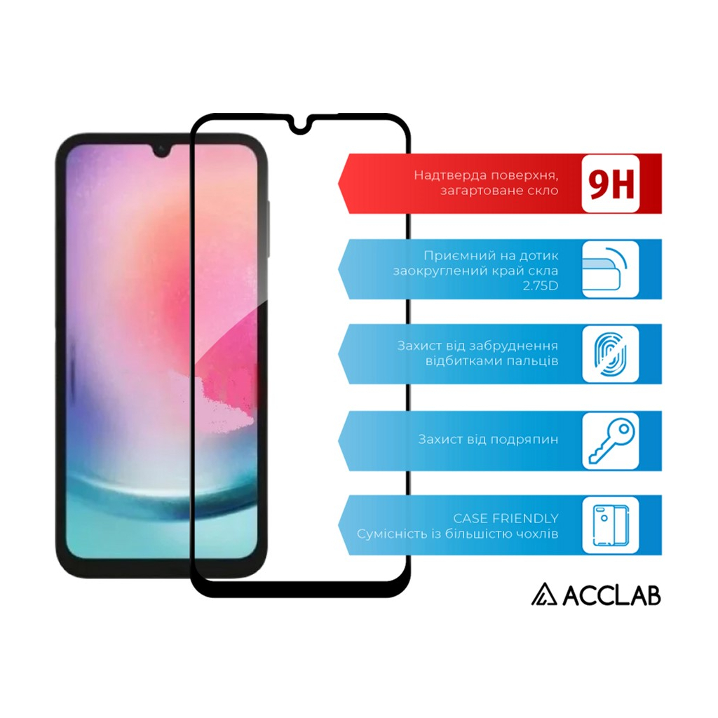 Скло захисне ACCLAB Full Glue Samsung A24 5G (1283126573682) - фото 2 Скло захисне ACCLAB Full Glue Samsung A24 5G (1283126573682) - фото 2