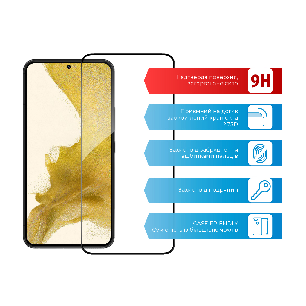 Скло захисне ACCLAB Full Glue Samsung S22+ (1283126523021) - фото 3 Скло захисне ACCLAB Full Glue Samsung S22+ (1283126523021) - фото 3
