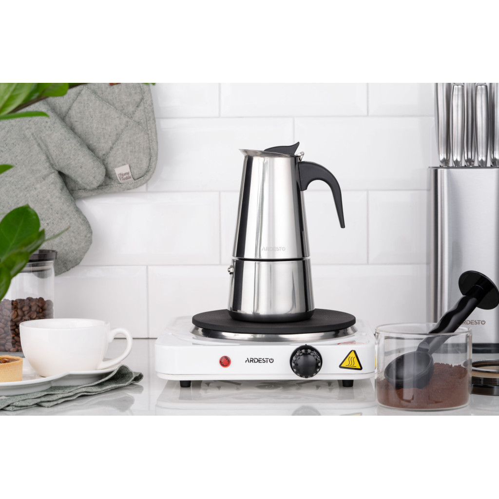 Гейзерна кавоварка Ardesto Gemini Apulia 4 чашки (AR0804SS) - фото 4 Гейзерна кавоварка Ardesto Gemini Apulia 4 чашки (AR0804SS) - фото 4
