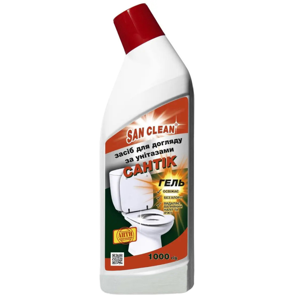 Засіб для чищення унітазу San Clean Сантік 1000 г (4820003545928) - фото 1 Засіб для чищення унітазу San Clean Сантік 1000 г (4820003545928) - фото 1