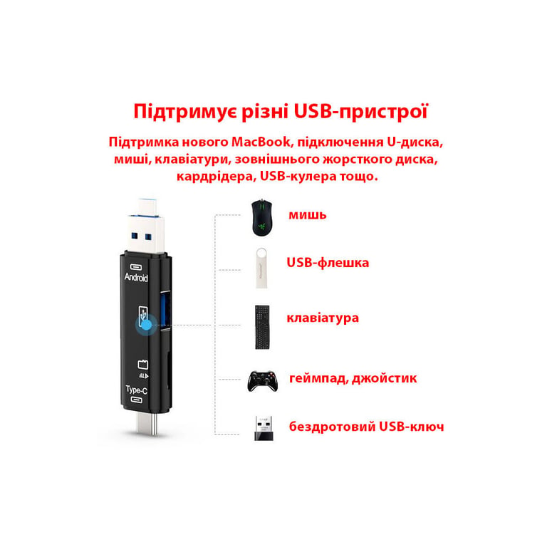 Зчитувач флеш-карт Dynamode 3-in-1 (D-188) - фото 6