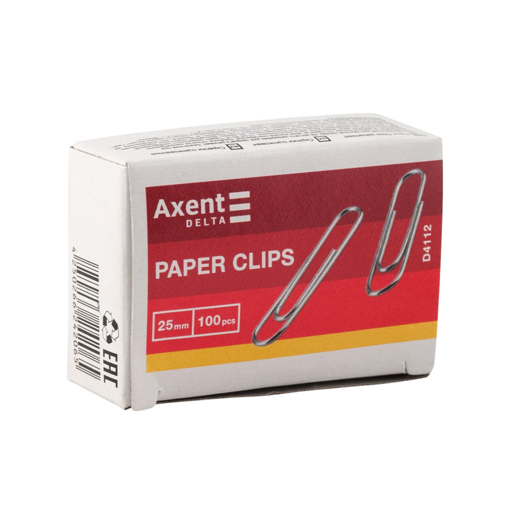 Скріпки канцелярські Axent оцинковані 25 мм 100 шт (картонна упаковка) (D4112) - фото 2 Скріпки канцелярські Axent оцинковані 25 мм 100 шт (картонна упаковка) (D4112) - фото 2