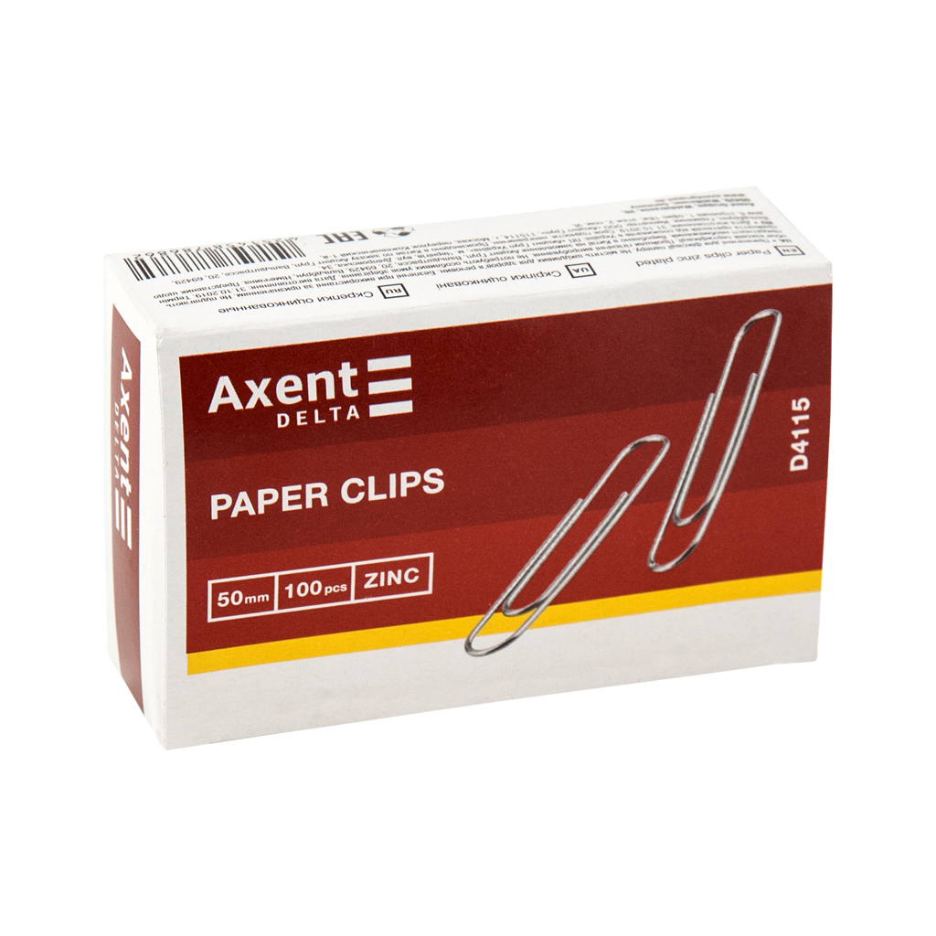 Скріпки канцелярські Axent оцинковані 50 мм 100 шт (картонна упаковка) (D4115) - фото 2 Скріпки канцелярські Axent оцинковані 50 мм 100 шт (картонна упаковка) (D4115) - фото 2