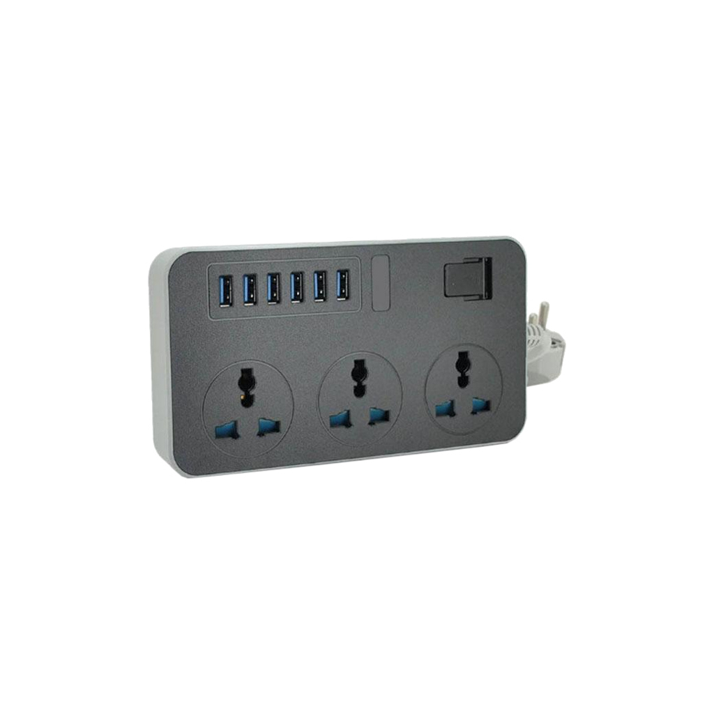 Мережевий фільтр живлення Voltronic TВ-Т09, 3роз, 6*USB Black (ТВ-Т09-Black) - фото 1