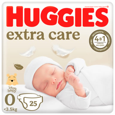 Підгузки Huggies Extra Care 0 (< 3,5 кг) 25шт (5029053548647) - фото 1