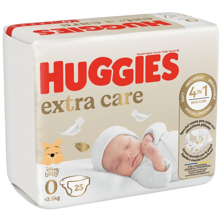 Підгузки Huggies Extra Care 0 (< 3,5 кг) 25шт (5029053548647) - фото 2