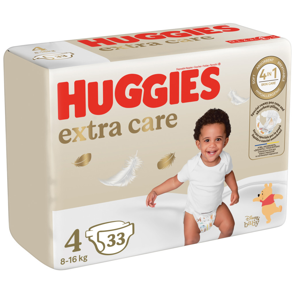 Підгузки Huggies Extra Care Size 4 (8-16 кг) 33 шт (5029053583143) - фото 2 Підгузки Huggies Extra Care Size 4 (8-16 кг) 33 шт (5029053583143) - фото 2