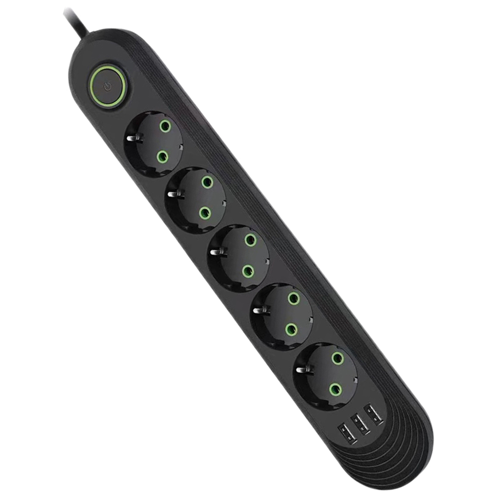 Мережевий фільтр живлення Voltronic F05U, 5роз EU, 3*USB Black (F05U-Black) - фото 1 Мережевий фільтр живлення Voltronic F05U, 5роз EU, 3*USB Black (F05U-Black) - фото 1