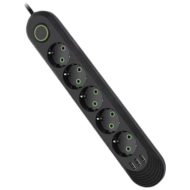 Мережевий фільтр живлення Voltronic F05U, 5роз EU, 3*USB Black (F05U-Black) - фото 1