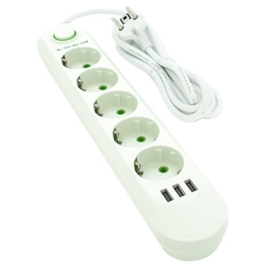 Мережевий фільтр живлення Voltronic F05U, 5роз EU, 3*USB White (F05U-White) - фото 1