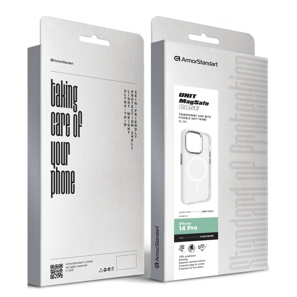 Чохол до мобільного телефона Armorstandart Unit MagSafe Apple iPhone 14 Pro Matte Clear Silver (ARM70437) - фото 6 Чохол до мобільного телефона Armorstandart Unit MagSafe Apple iPhone 14 Pro Matte Clear Silver (ARM70437) - фото 6