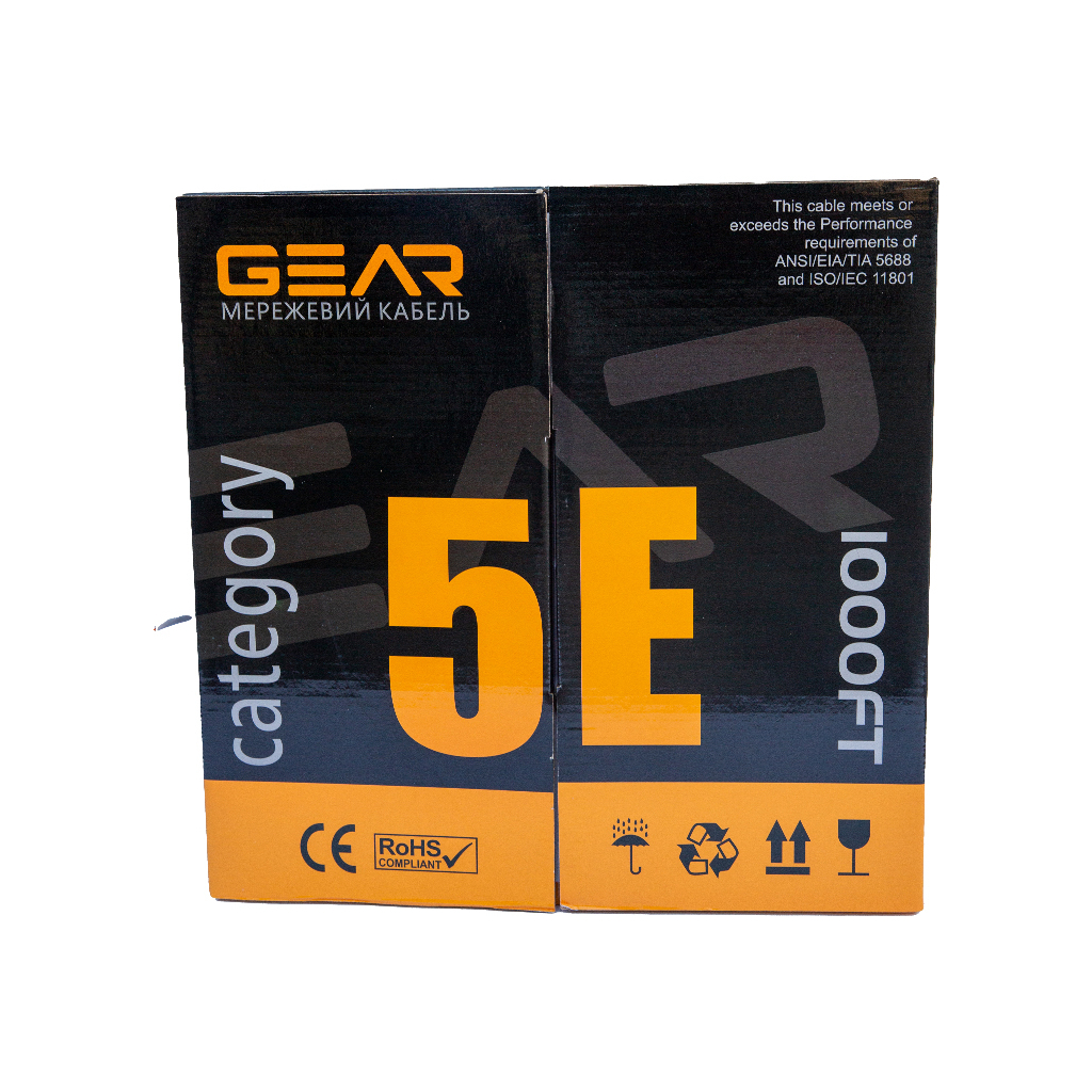 Кабель мережевий UTP 305м, cat.5e, CCA, 4*2*0,51, PVC, indoor, grey GEAR (GEC-UTPCCA051305) - фото 3 Кабель мережевий UTP 305м, cat.5e, CCA, 4*2*0,51, PVC, indoor, grey GEAR (GEC-UTPCCA051305) - фото 3