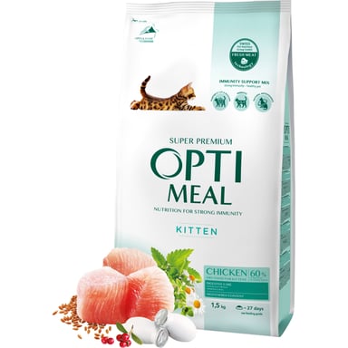Сухий корм для кішок Optimeal для кошенят зі смаком курки 1.5 кг (4820215369664) - фото 1