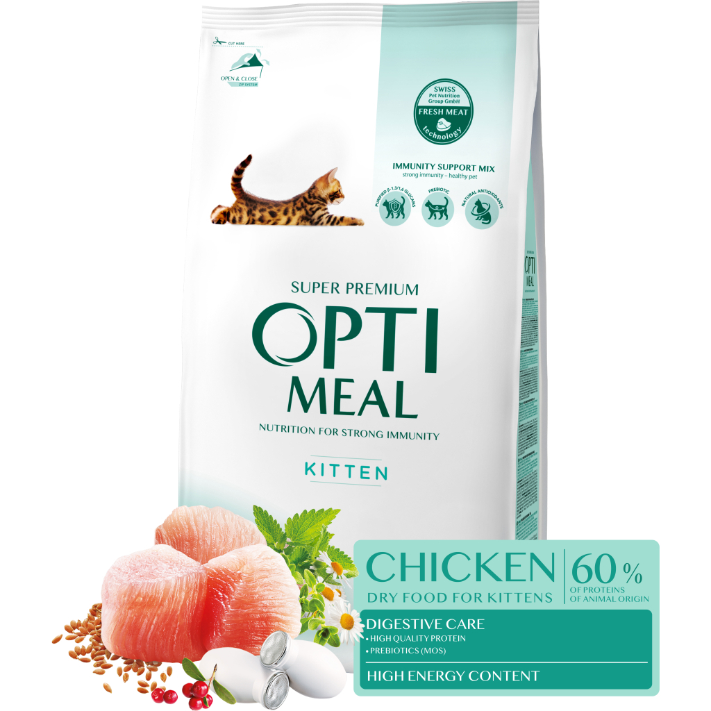 Сухий корм для кішок Optimeal для кошенят зі смаком курки 1.5 кг (4820215369664) - фото 2 Сухий корм для кішок Optimeal для кошенят зі смаком курки 1.5 кг (4820215369664) - фото 2
