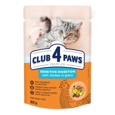 Вологий корм для кішок Club 4 Paws з чутливим травленням 80 г (4820215369282) - фото 1