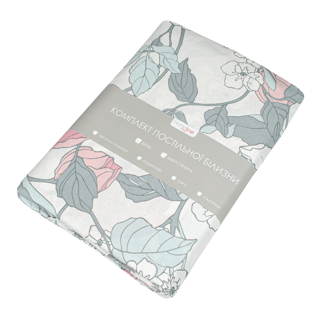 Постільна білизна Home Line Весняний Вечір сіро-бежевий бязь полуторний (168342) - фото 1