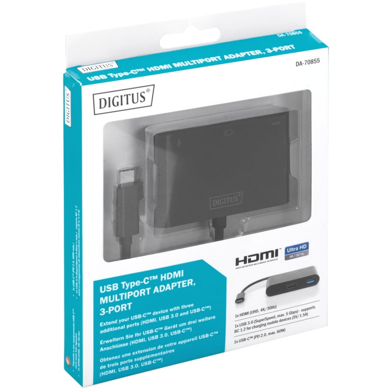 Перехідник USB-C to HDMA 2xUSB Digitus (DA-70855) - фото 5
