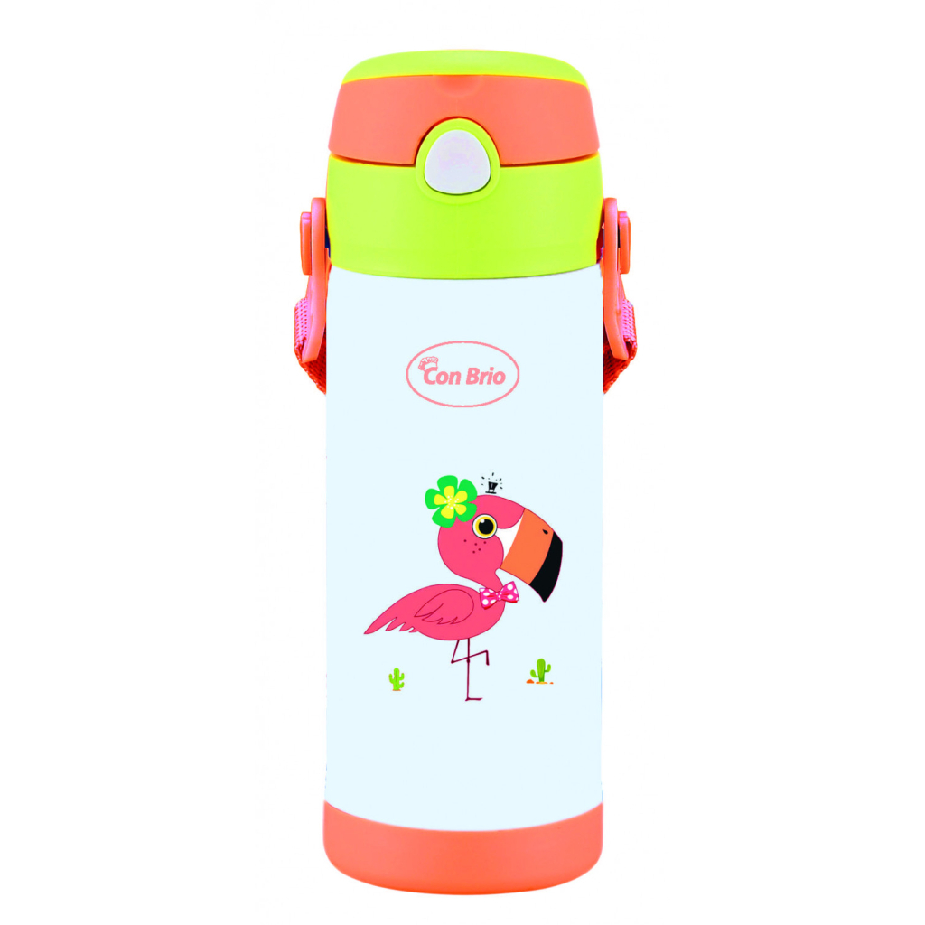 Термос Con Brio з трубочкою 350 мл Фламінго (CB-391-flamingo) Термос Con Brio з трубочкою 350 мл Фламінго (CB-391-flamingo)