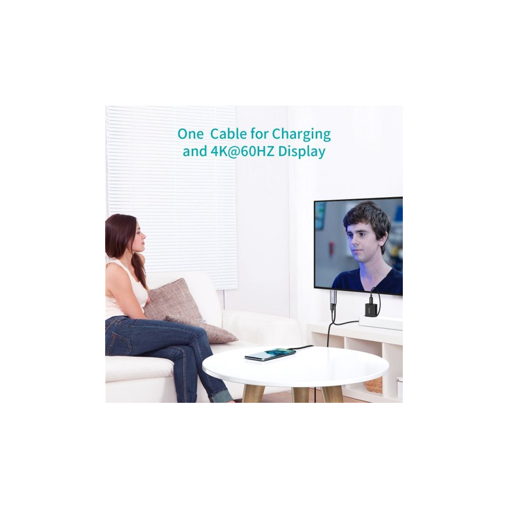 Кабель мультимедійний USB-C to HDMI M 1.8m 4K60Hz Choetech (XCH-M180GY) - фото 3 Кабель мультимедійний USB-C to HDMI M 1.8m 4K60Hz Choetech (XCH-M180GY) - фото 3