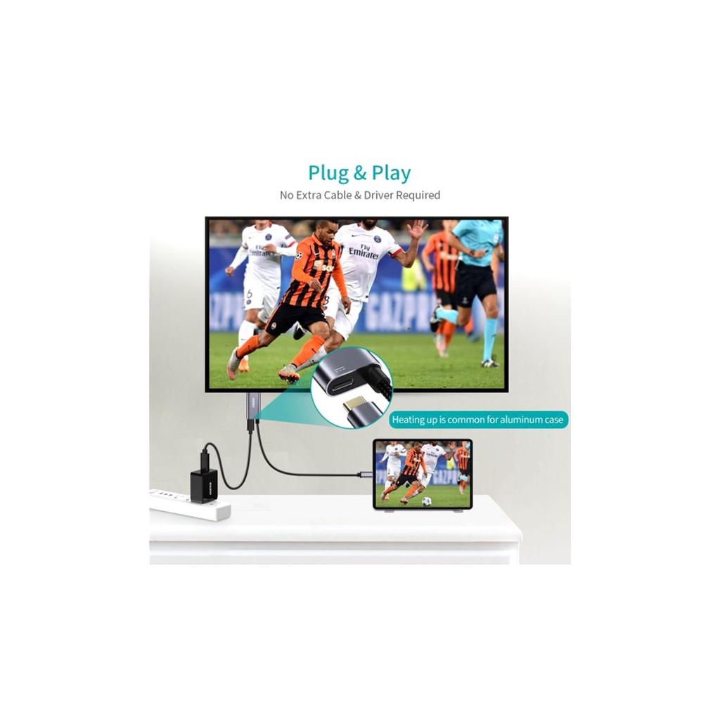 Кабель мультимедійний USB-C to HDMI M 1.8m 4K60Hz Choetech (XCH-M180GY) - фото 6 Кабель мультимедійний USB-C to HDMI M 1.8m 4K60Hz Choetech (XCH-M180GY) - фото 6