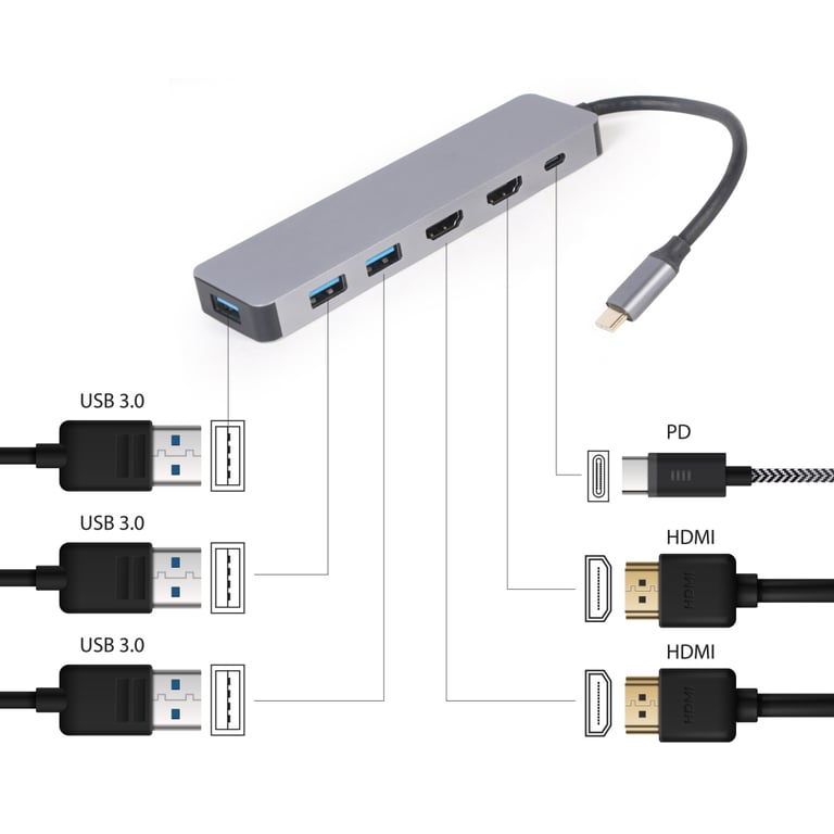 Концентратор Cablexpert USB-C 3-in-1 (A-CM-COMBO3-03) - фото 4