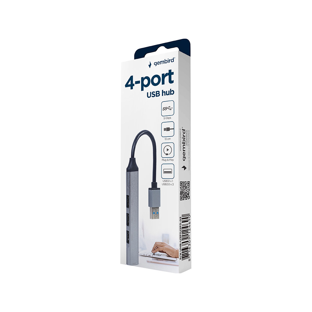 Концентратор Gembird USB-A to USB 3.1 Gen1 (5 Gbps), 3 х USB 2.0 (UHB-U3P1U2P3-02) - фото 3 Концентратор Gembird USB-A to USB 3.1 Gen1 (5 Gbps), 3 х USB 2.0 (UHB-U3P1U2P3-02) - фото 3