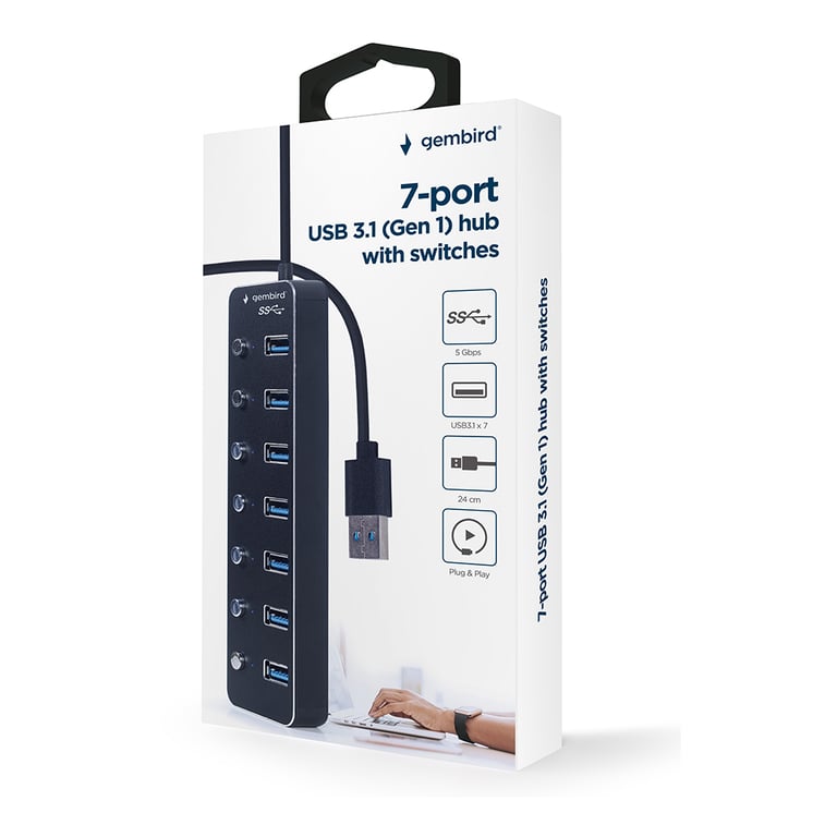 Концентратор Gembird USB 3.0 7 ports (UHB-U3P7P-01) - фото 5
