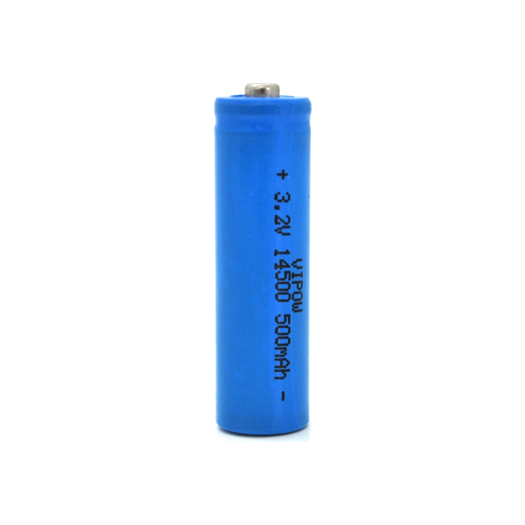 Акумулятор 14500 LiFePO4 (size AA), 500mAh, 3.2V, TipTop, blue Vipow (IFR14500-500mAhTT / 21439) - фото 1