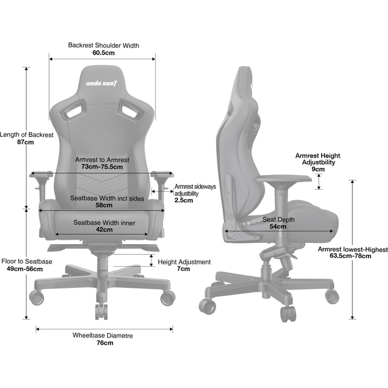 Крісло ігрове Anda Seat Kaiser 2 Size XL Black (AD12XL-07-B-PV-B01) - фото 11