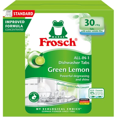 Таблетки для посудомийних машин Frosch Лимон 30 шт. (4001499963339/4009175965134) - фото 1