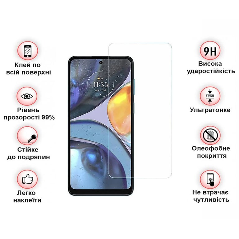 Скло захисне BeCover Motorola Moto E32s 3D Crystal Clear Glass (709734) - фото 4