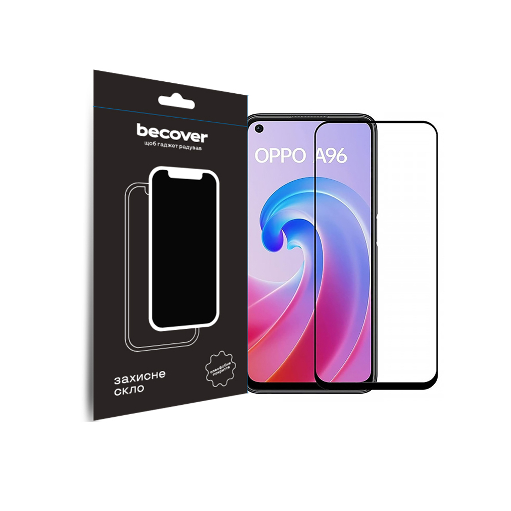 Скло захисне BeCover Oppo A96 Black (709770) Скло захисне BeCover Oppo A96 Black (709770)