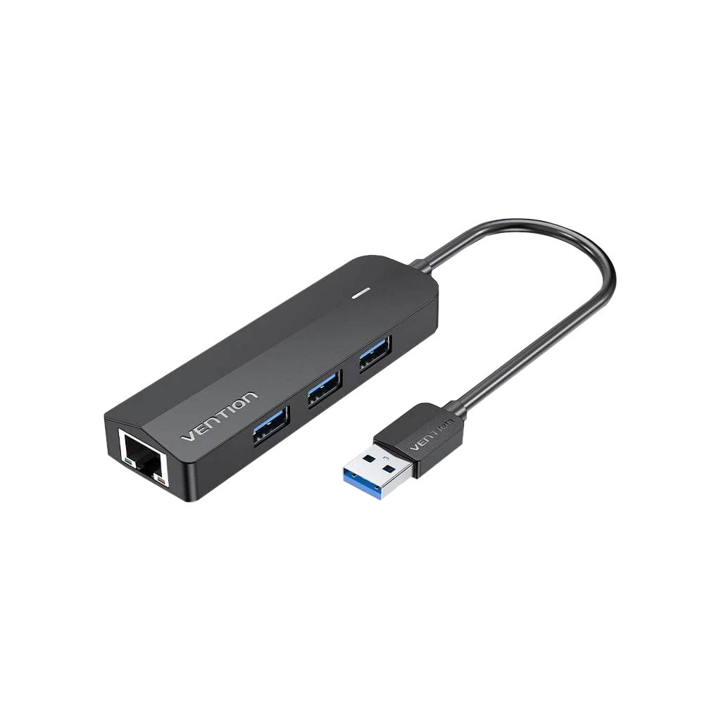 Концентратор Vention USB 3.0 to 3хUSB 3.0/RJ45 Gigabit black (CHNBB) - фото 1