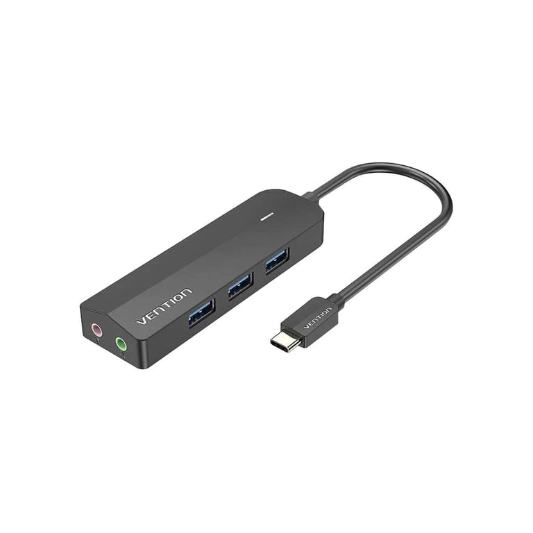 Концентратор Vention USB 3.1 Type-C to 3xUSB 3.0+MicroUSB+3.5mm Sound Adapter black (TGQBB) - фото 1