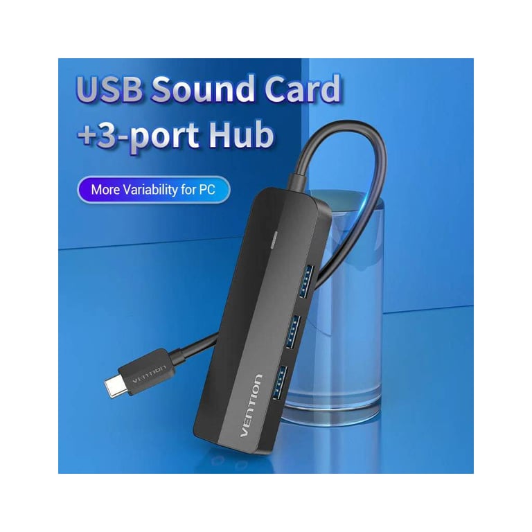 Концентратор Vention USB 3.1 Type-C to 3xUSB 3.0+MicroUSB+3.5mm Sound Adapter black (TGQBB) - фото 2