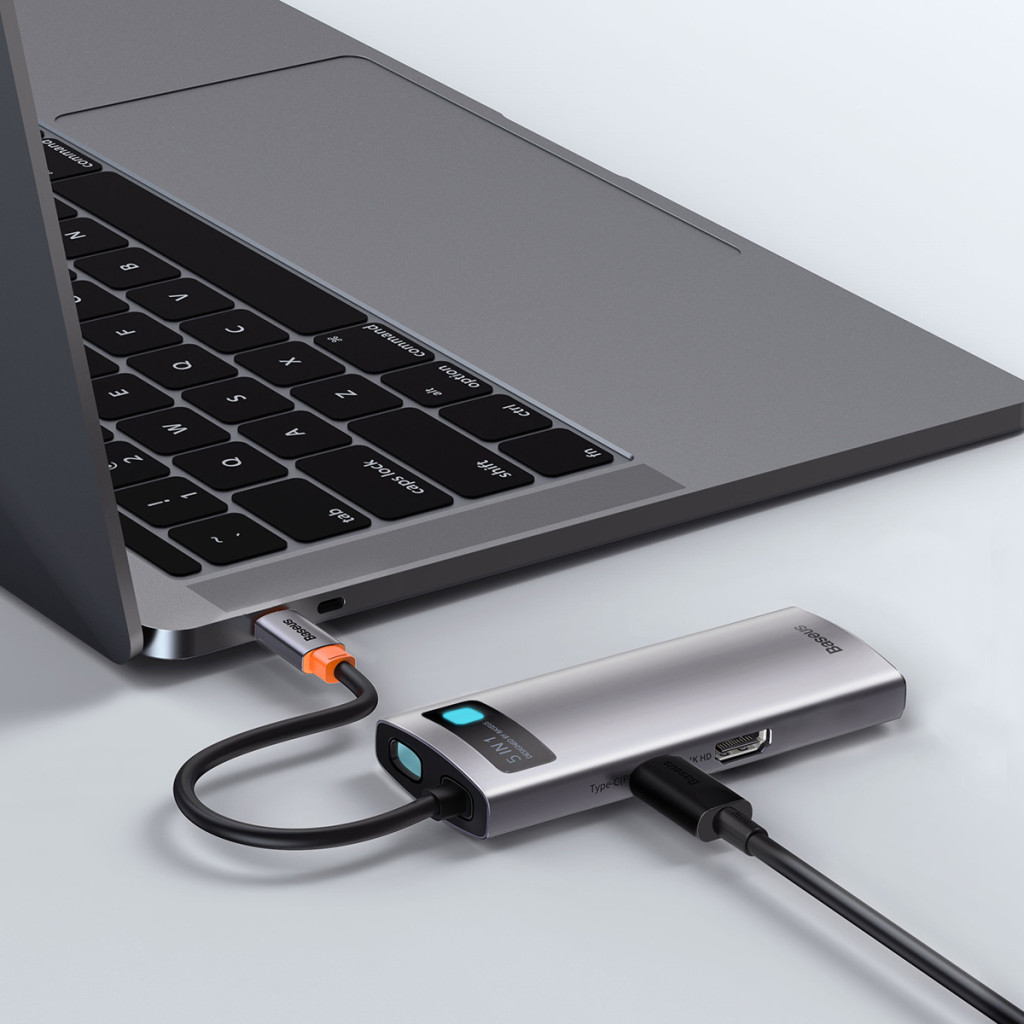 Концентратор Baseus USB3.1 Type-C to USB Type C PD 100W/HDMI 4K 60 Hz/3*USB 3.2 Gen1/ 5in1 (CAHUB-CX0G) - фото 12 Концентратор Baseus USB3.1 Type-C to USB Type C PD 100W/HDMI 4K 60 Hz/3*USB 3.2 Gen1/ 5in1 (CAHUB-CX0G) - фото 12