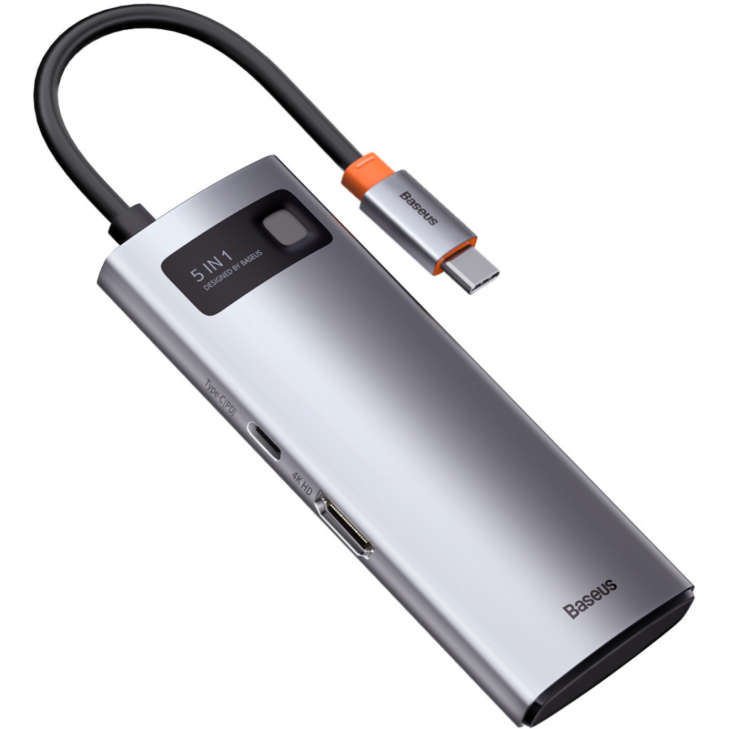 Концентратор Baseus USB3.1 Type-C to USB Type C PD 100W/HDMI 4K 60 Hz/3*USB 3.2 Gen1/ 5in1 (CAHUB-CX0G) - фото 5 Концентратор Baseus USB3.1 Type-C to USB Type C PD 100W/HDMI 4K 60 Hz/3*USB 3.2 Gen1/ 5in1 (CAHUB-CX0G) - фото 5